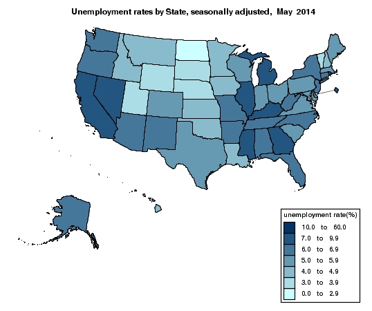 May Unemployment Map 2014
